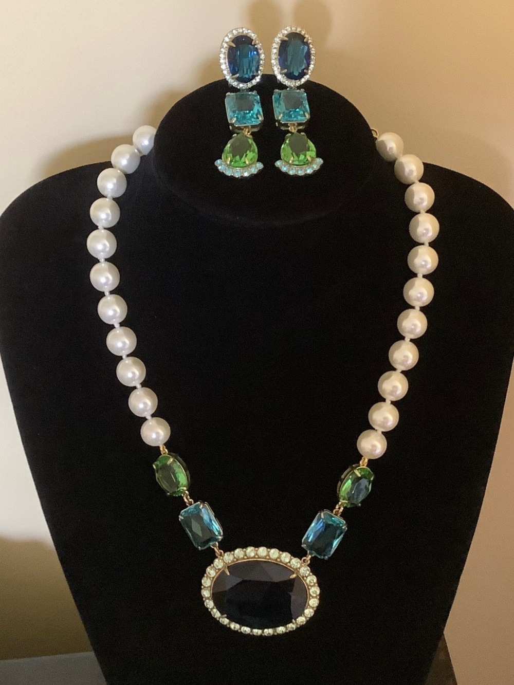 Heidi Daus Alta Moda Crystal & Simulated Pearl Beaded Necklace & Earrings